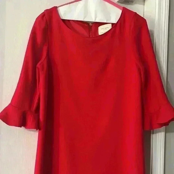 Kate Spade Luna red fluted sleeve wool shift dress - Picture 12 of 13